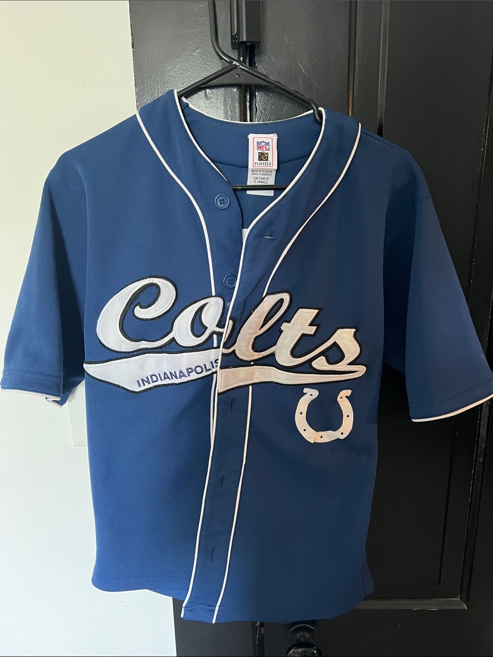 NFL Blue Indianapolis Colts Button-Up Jersey with White Trim Peyton Manning